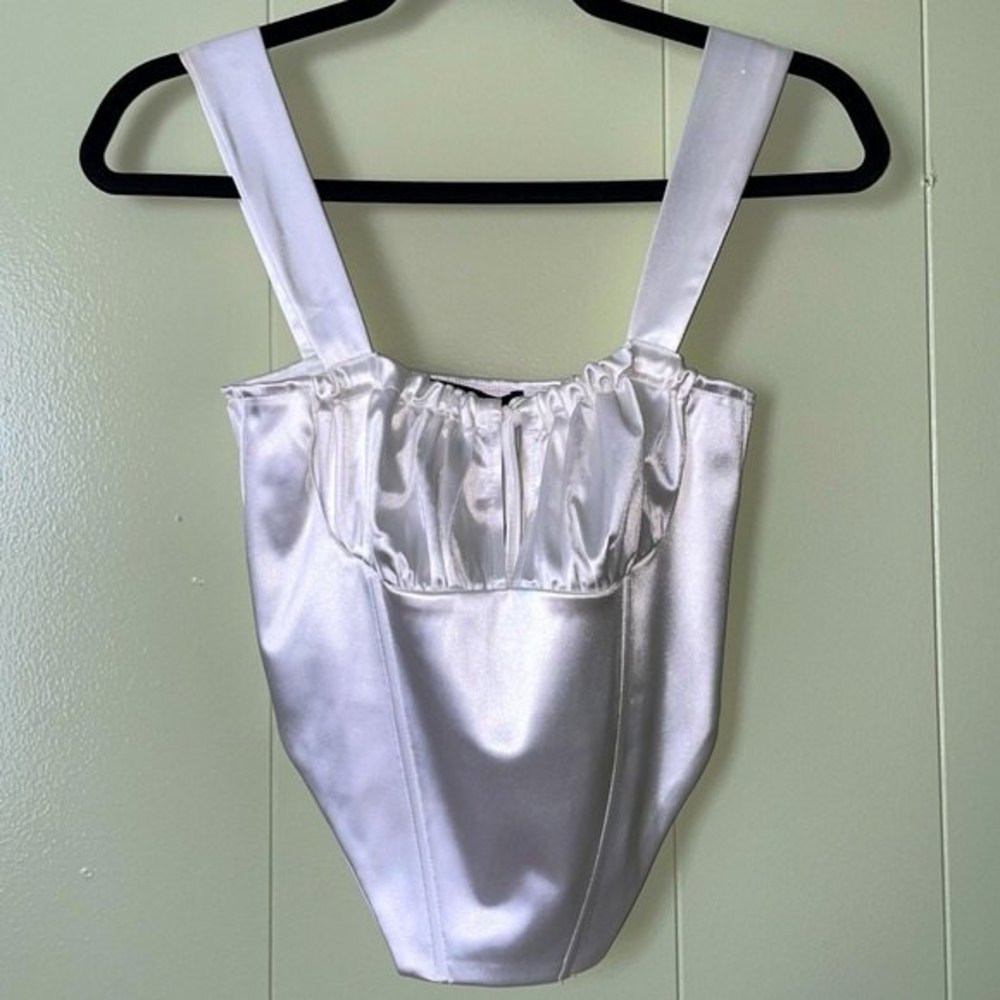 NWT Posh Posh Juniors White Bustier Corset Top | Wide Band Strap | Large